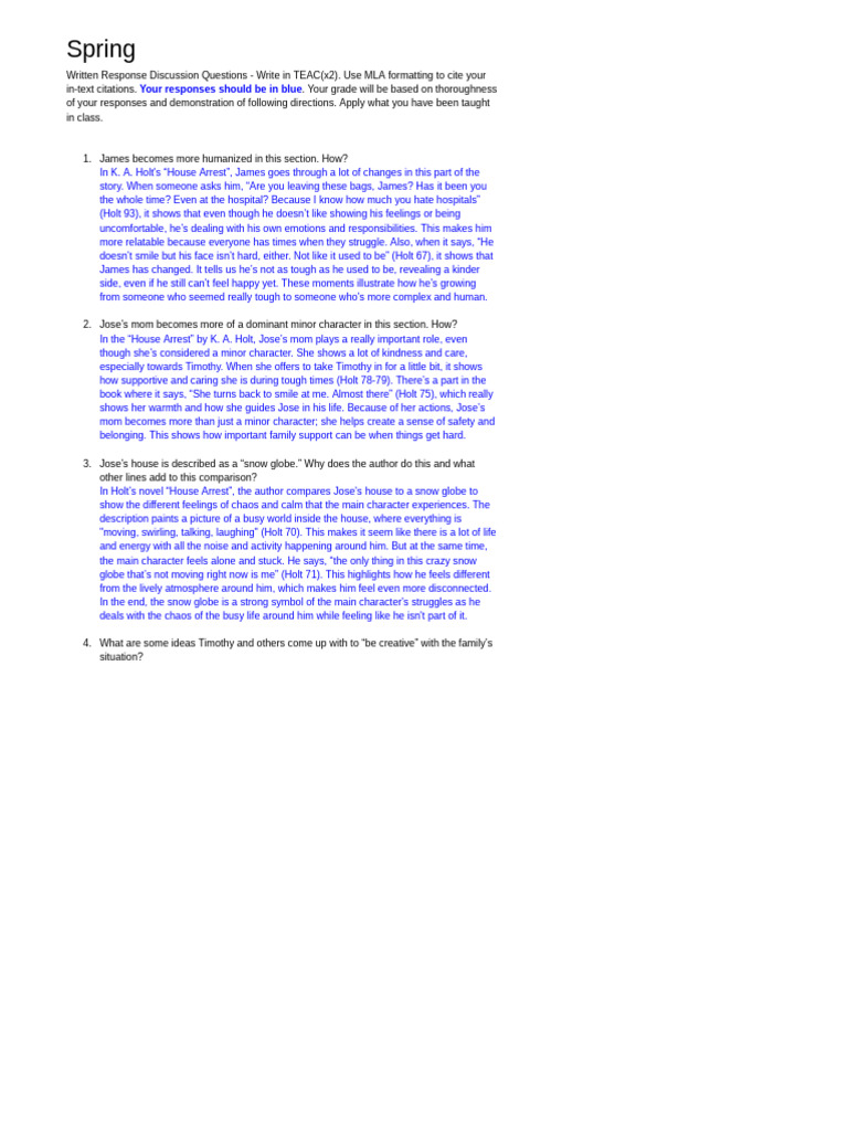 Spring Written Response Discussion Guide | PDF