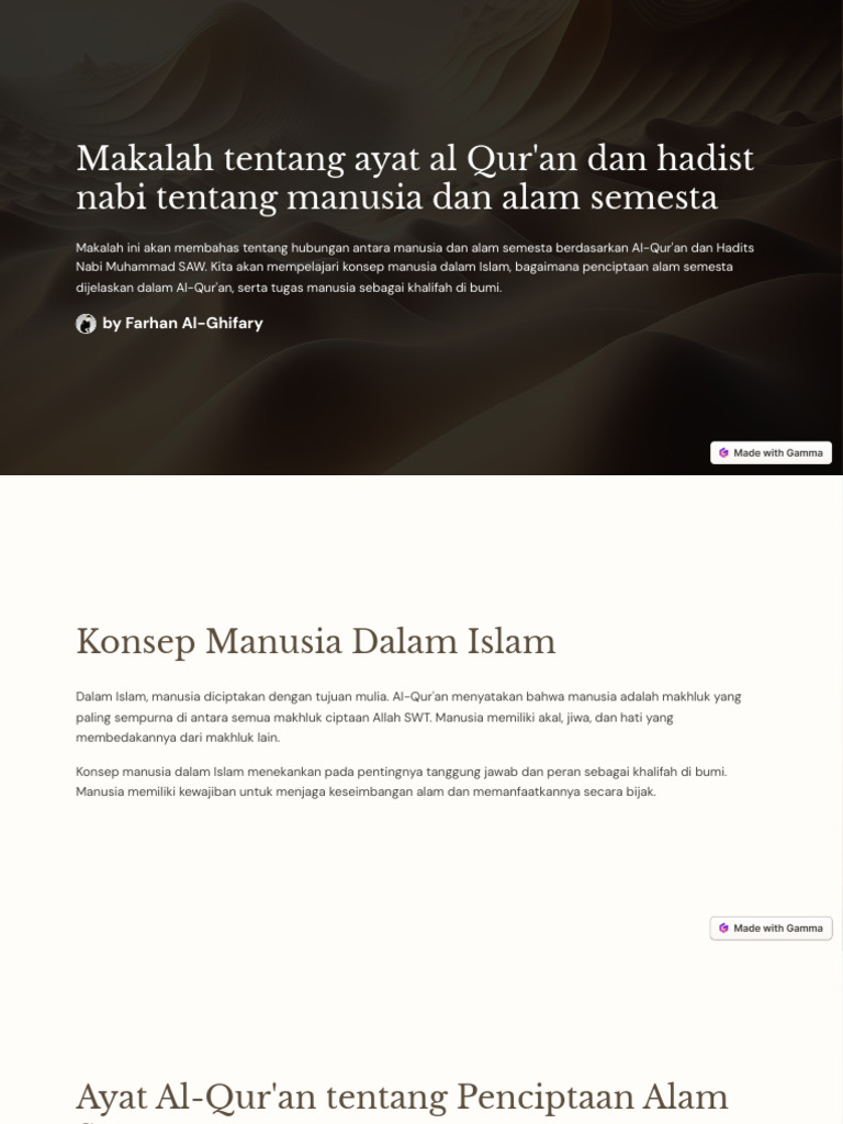 Makalah Tentang Ayat Al Quran Dan Hadist Nabi Tentang Manusia Dan Alam ...