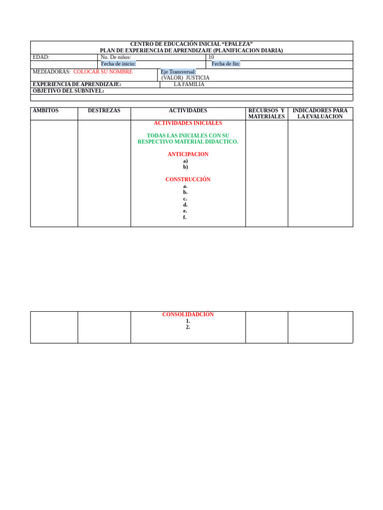 Esquema de Planificación | PDF