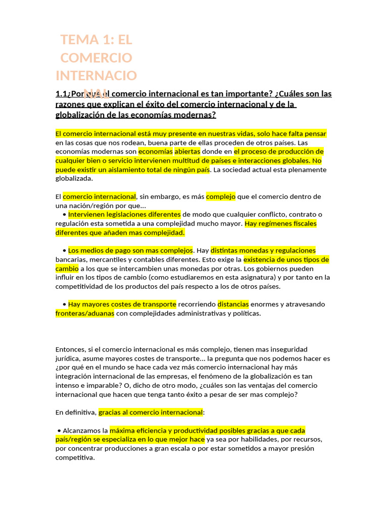 Importancia y Ventajas del Comercio Internacional | PDF | Excedente ...