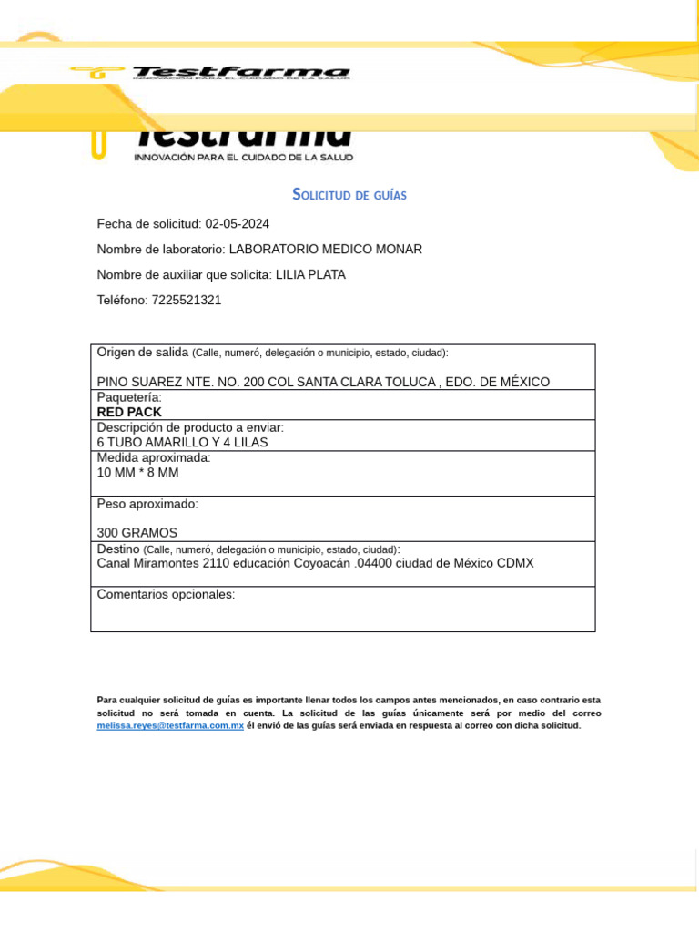 Envío De Tubos Médicos Toluca Cdmx Pdf