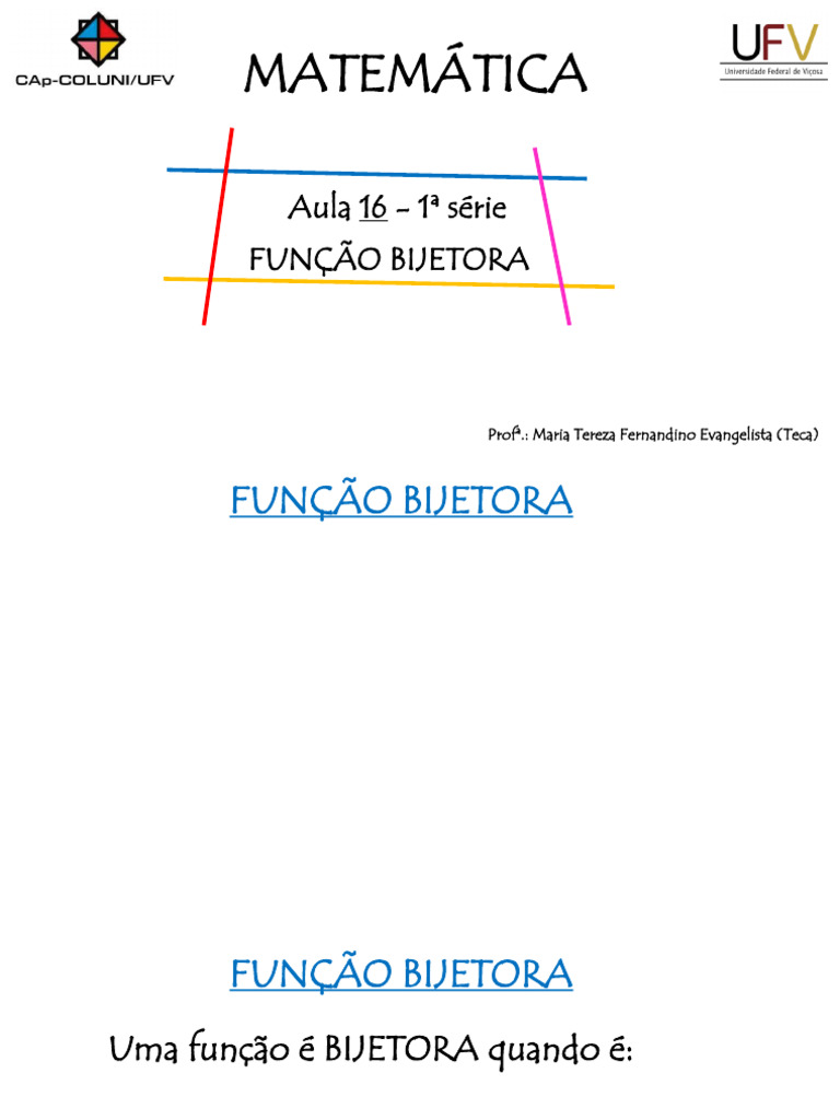 P. AULA 16 - FUNÇÃO BIJETORA | PDF | Função (Matemática) | Matemática