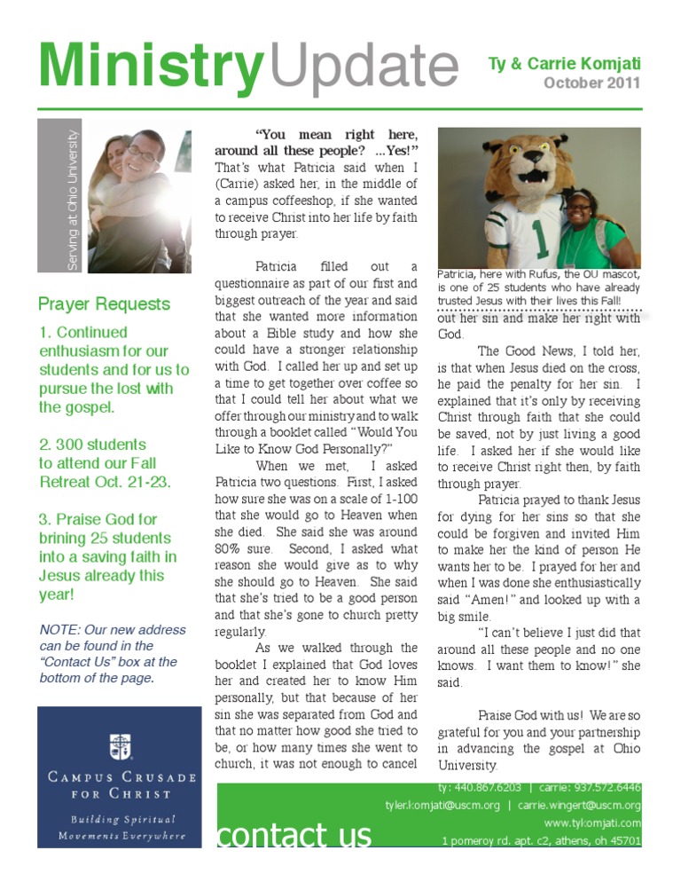 Ohio University Ministry Update: Fall 2011 | PDF | The Gospel | Jesus