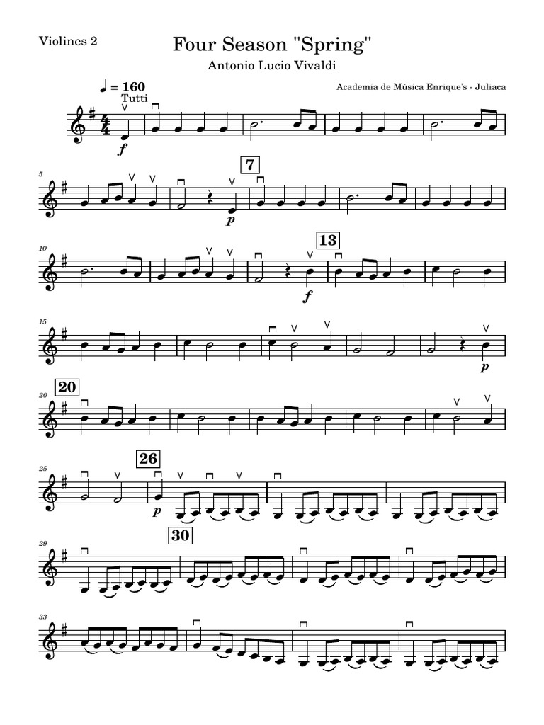 Violines en Vivaldi: Primavera | PDF