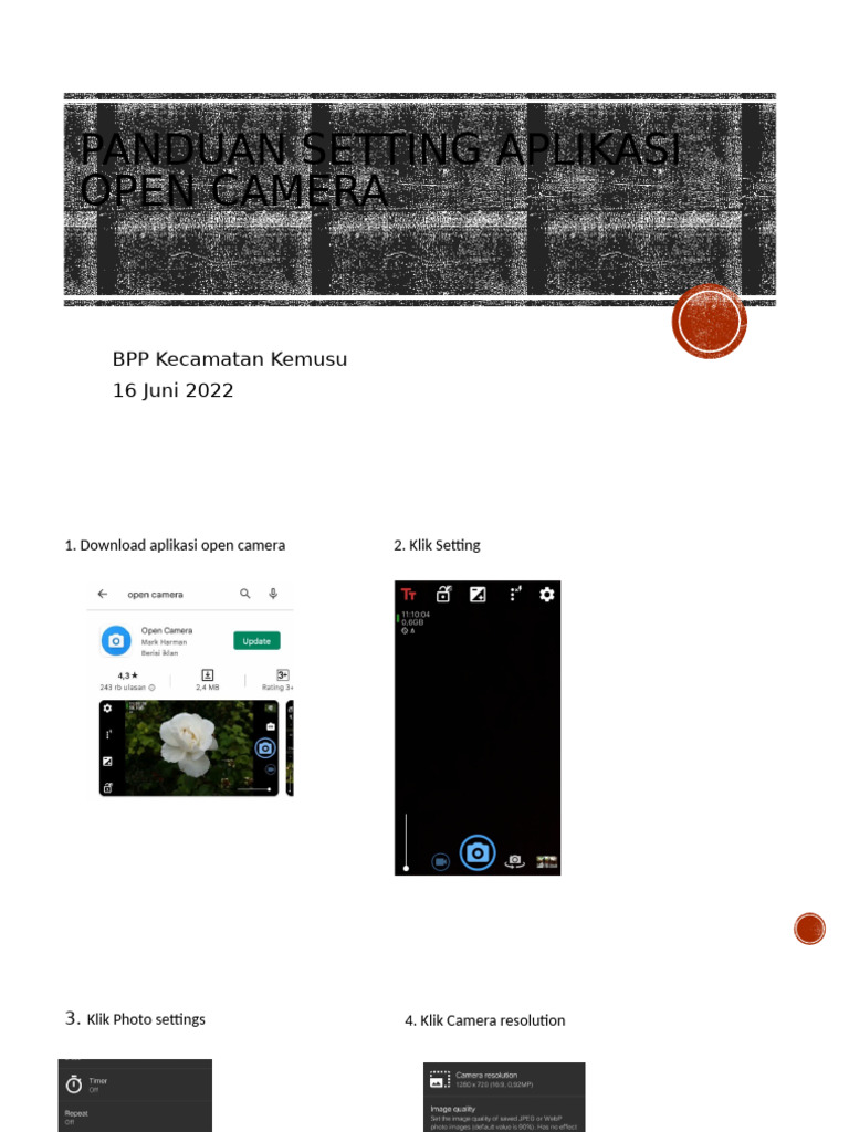 Panduan Setting Aplikasi Open Camera | PDF