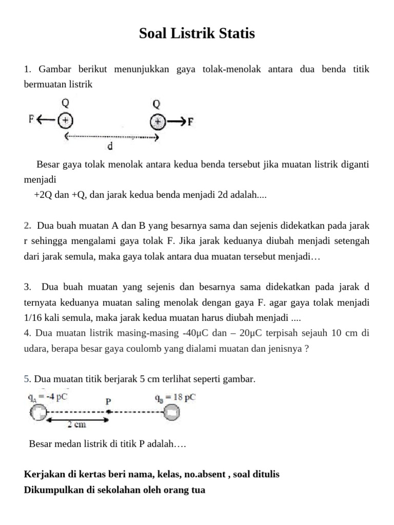 Soal Listrik Statis Kelas 9 dan Pembahasan | PDF