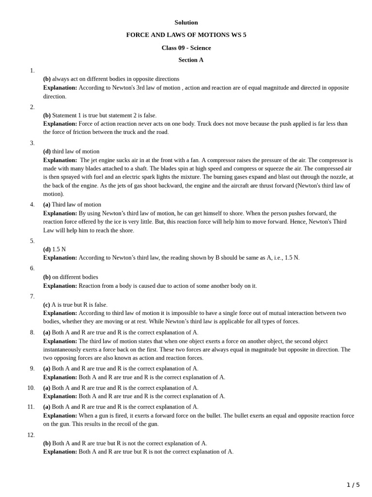 Newton's Third Law of Motion Explained | PDF | Force | Newton's Laws Of ...