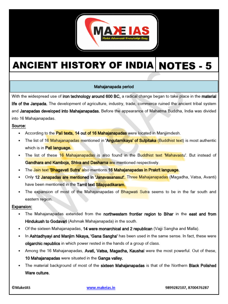 Overview of the 16 Mahajanapadas | PDF | Ancient India