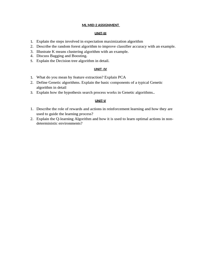 ML MID 2 Assignment | PDF