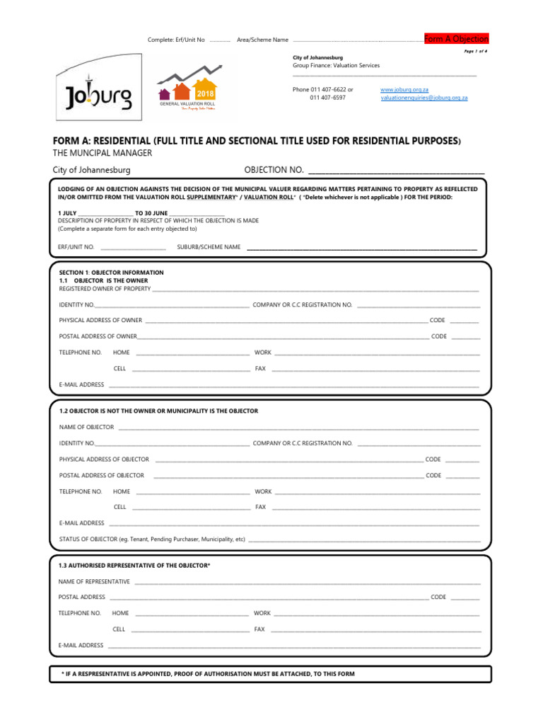 Property Valuation Objection Form | PDF | Real Estate Appraisal
