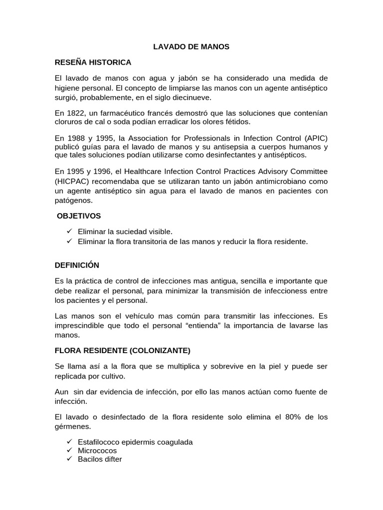 Importancia del Lavado de Manos | PDF | Lavado de manos | Ciencias de ...