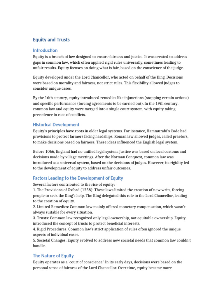 Understanding Equity and Trusts Law | PDF | Equity (Law) | Common Law