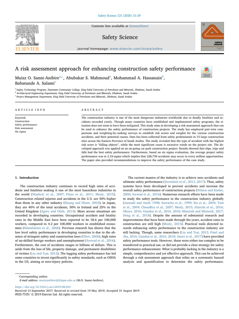 Risk Assessment for Construction Safety | PDF | Safety | Risk