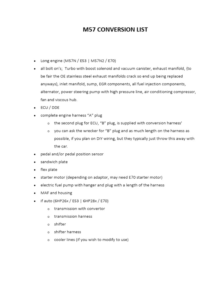M57 Conversion List | PDF