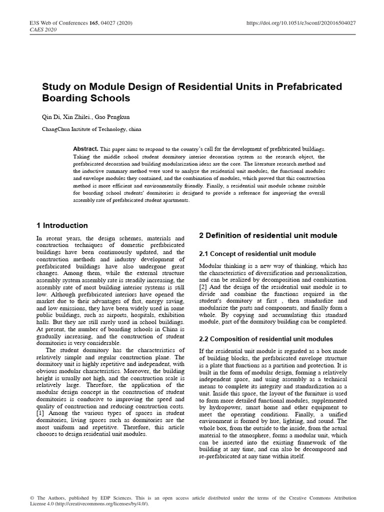 Study On Module Design of Residential Units in Pre Part1 | PDF ...