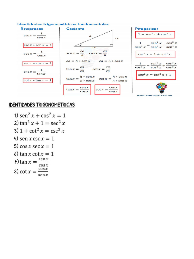 Formulas Mate | PDF