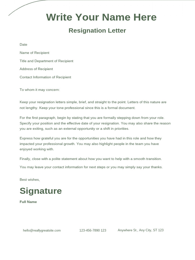 4-Week Notice Resignation Letter Guide | PDF
