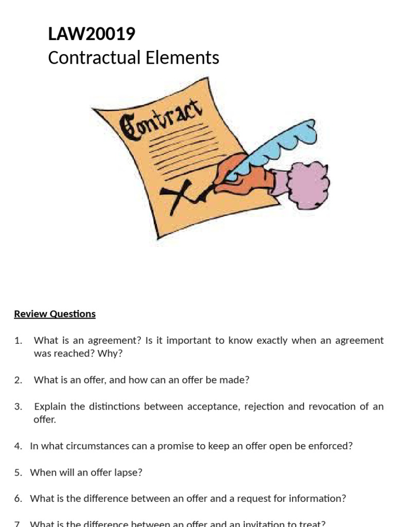 Contract Law: Key Elements & Cases | PDF | Offer And Acceptance | Consent