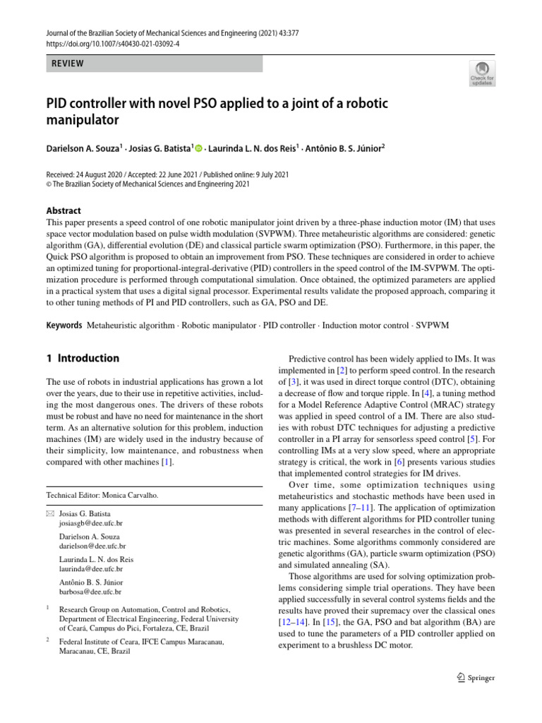 PID Controller With Novel PSO Applied To A Joint of A Robotic ...