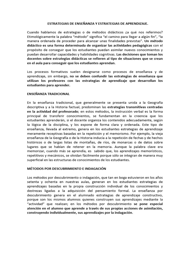 Estrategias de Enseñanza y Aprendizaje | PDF | Enseñando | Aprendizaje