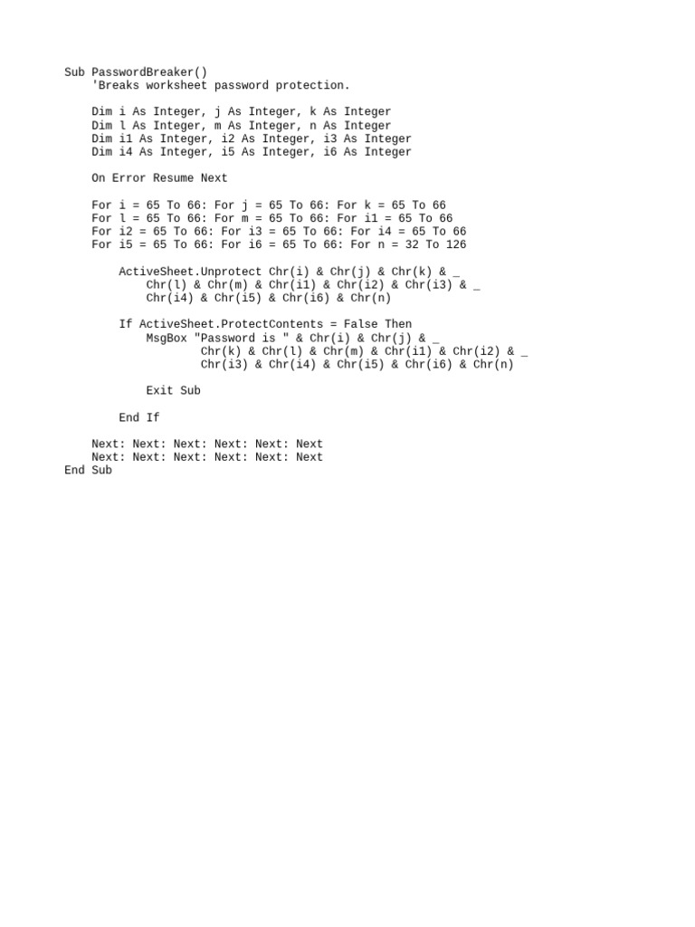 Buka Pass Protect Vb Excel Pdf