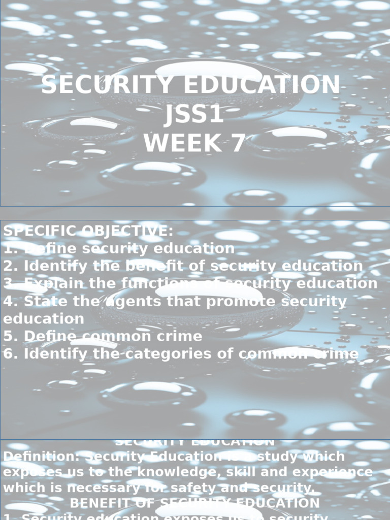 Civic Education Jss1 Week 7 | PDF | Crimes | Crime & Violence