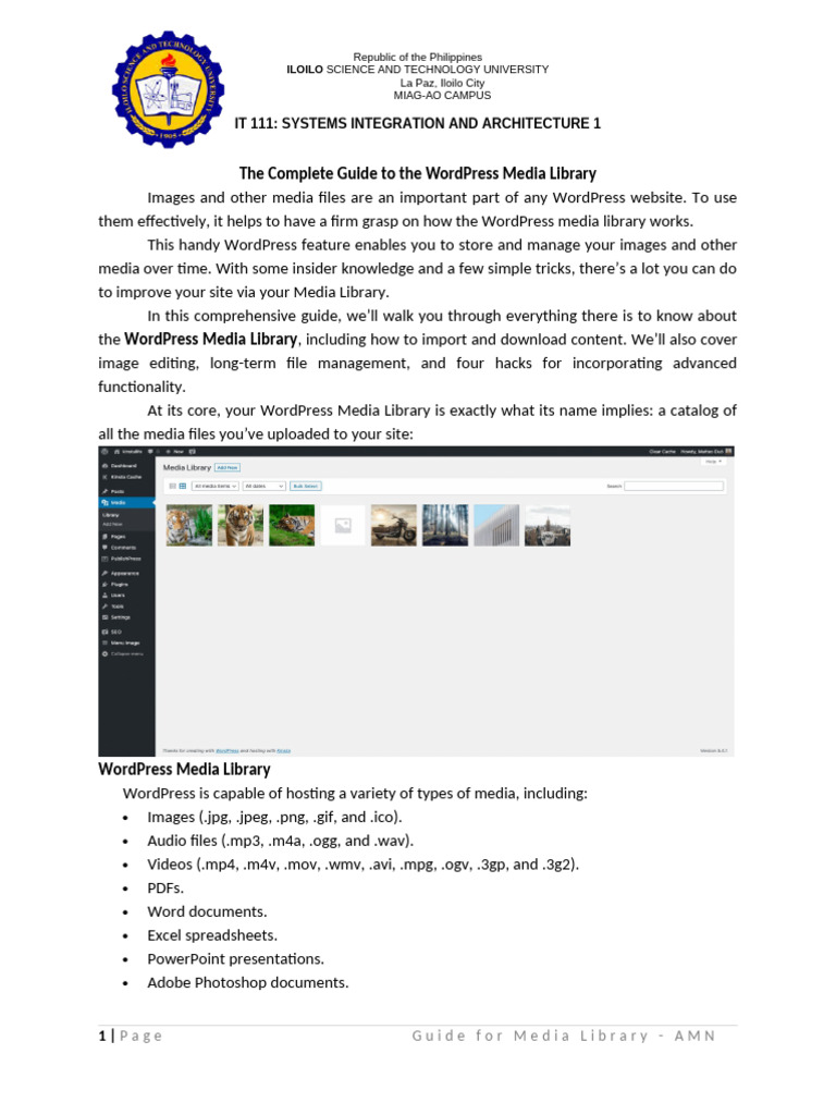 WordPress Media Library Guide | PDF | Word Press | Metadata