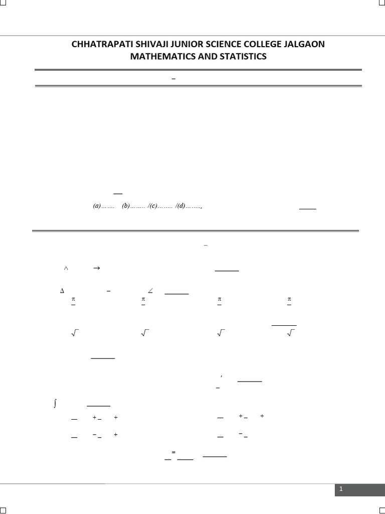 HSC Maths Prelims Paper 1 | PDF | Equations | Mathematical Objects
