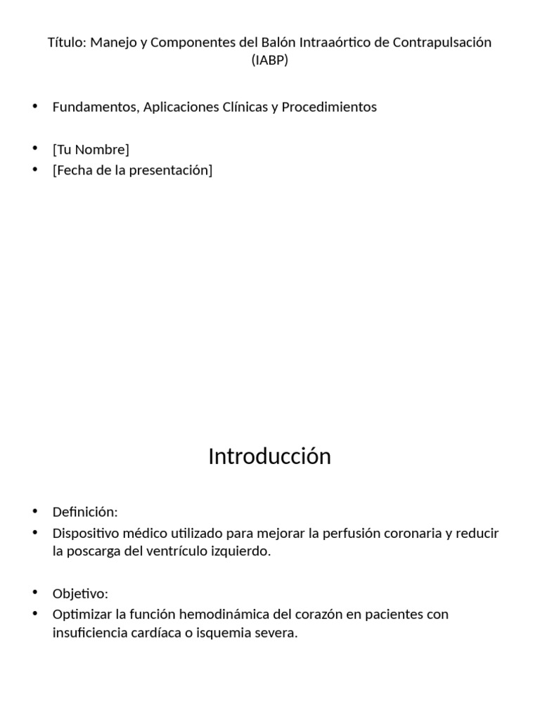 Manejo del Balón Intraaórtico IABP | PDF | Insuficiencia cardíaca | Corazón