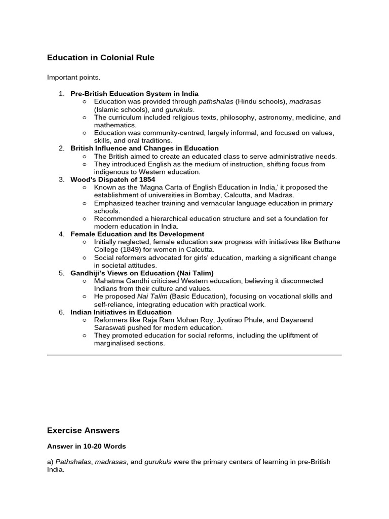 Education in Colonial Rule | PDF | British Raj