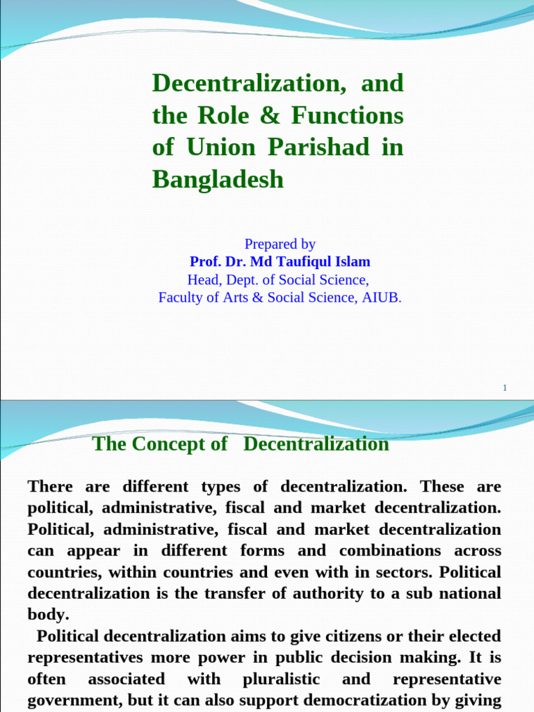 Union Parishad Structure and Functions | PDF | Decentralization ...