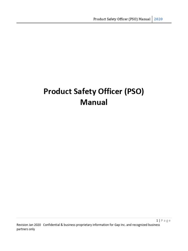 Product Safety Officer Manual 2020 | PDF | Audit | Quality Assurance
