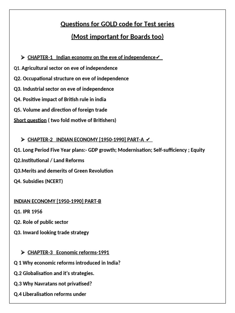 Gold Code Topics For Series | PDF | Agriculture | Economy Of India