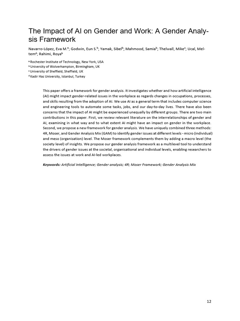 AI's Gender Impact in the Workplace | PDF | Artificial Intelligence ...