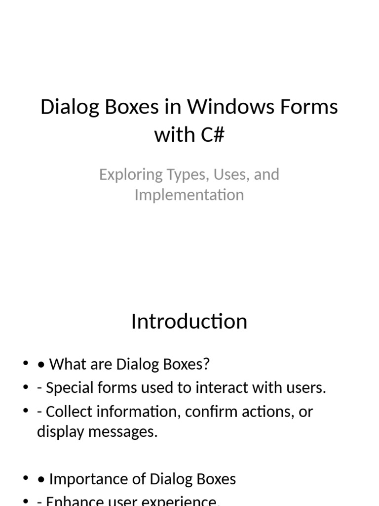 Dialog Boxes Presentation | PDF | Computer File | Dialog Box