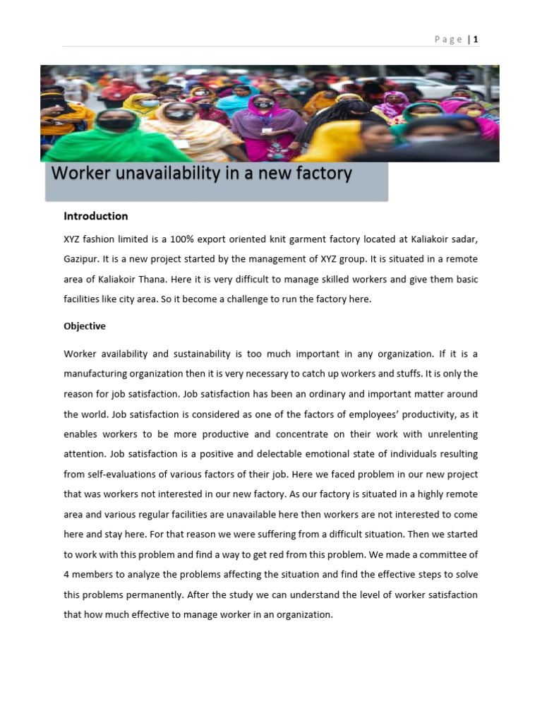 Worker Satisfaction Challenges in Garment Factory | PDF | Cost Of ...