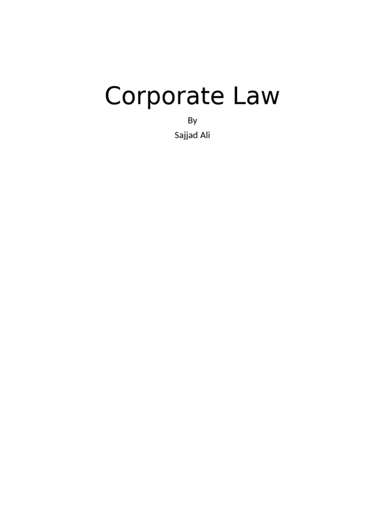 Corporate Law Lecture 1 | PDF