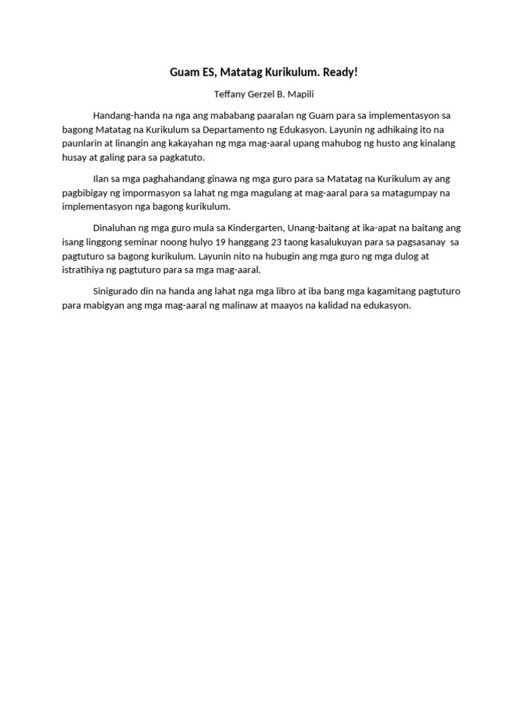 Tifanny Mapili NEWS | PDF
