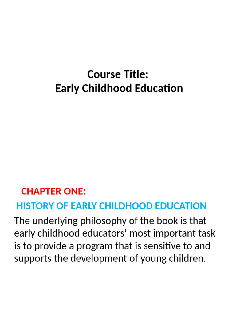 History of Early Childhood Education | PDF | Educational Assessment ...