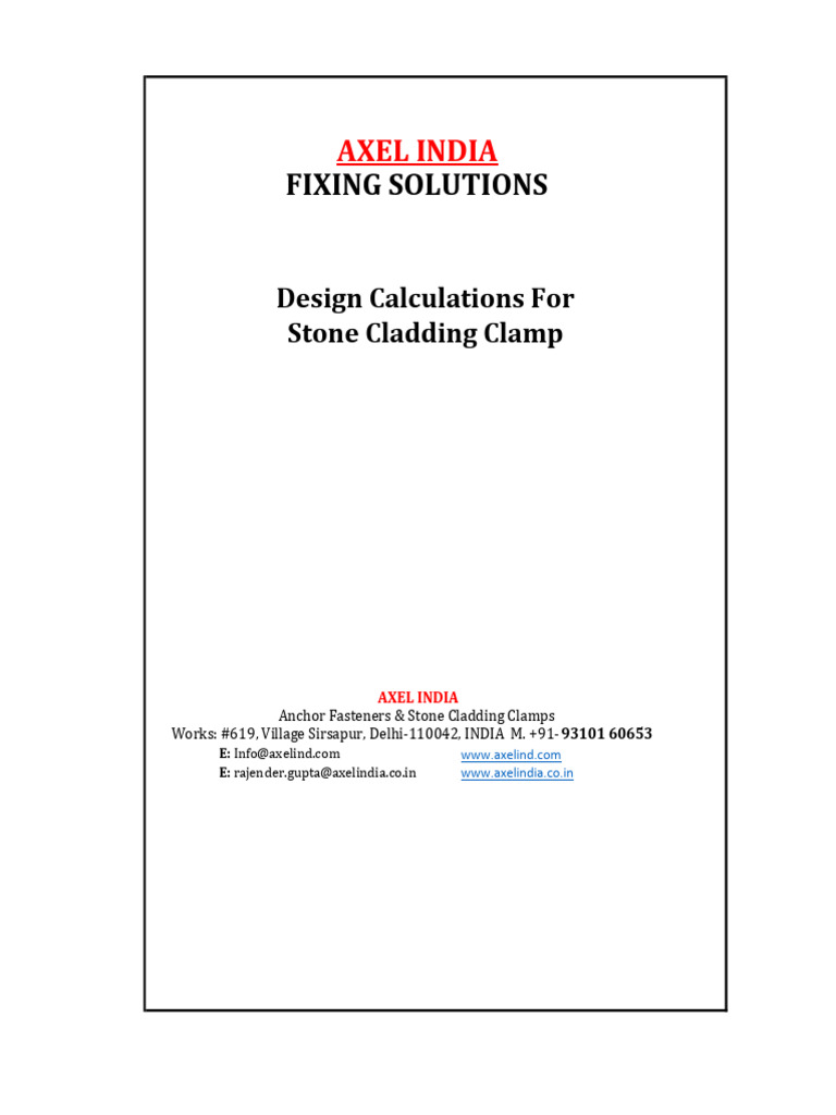 Stone Cladding Clamp Design Calculations | PDF | Strength Of Materials ...