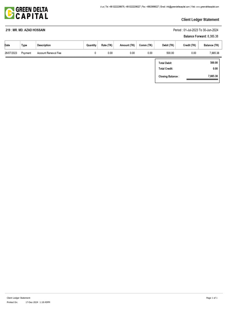 Client Ledger Statement Overview | PDF