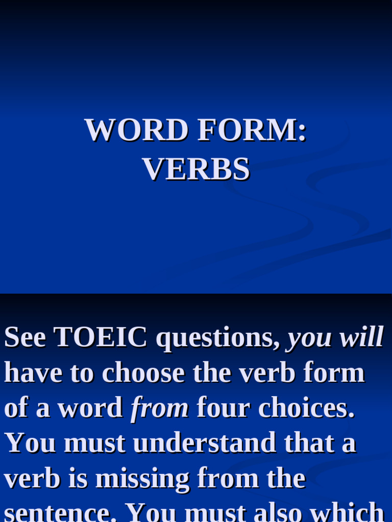 Vocab. for Word Form-Verbs | PDF | Adjective | Linguistics