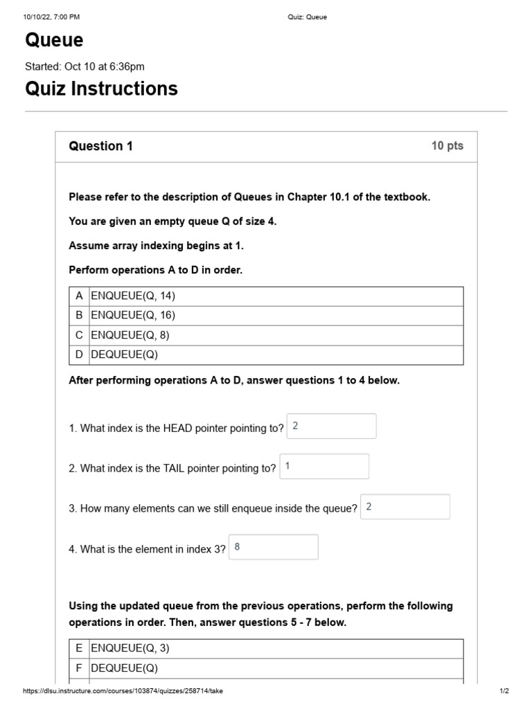Quiz - Queue | PDF