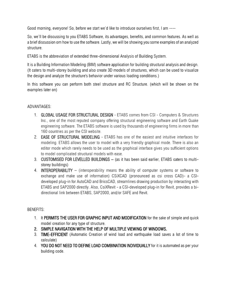 Etabs Report | PDF | Databases | Autodesk Revit