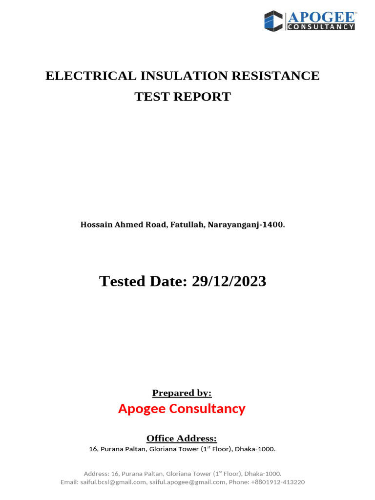 Esquire Sweaters LTD Insulation Report | PDF | Electrical Resistance ...