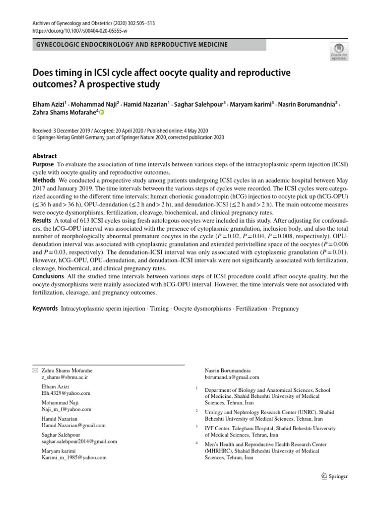 37-Does Timing in ICSI Cycle Affect Oocyte Quality and Reproductive ...