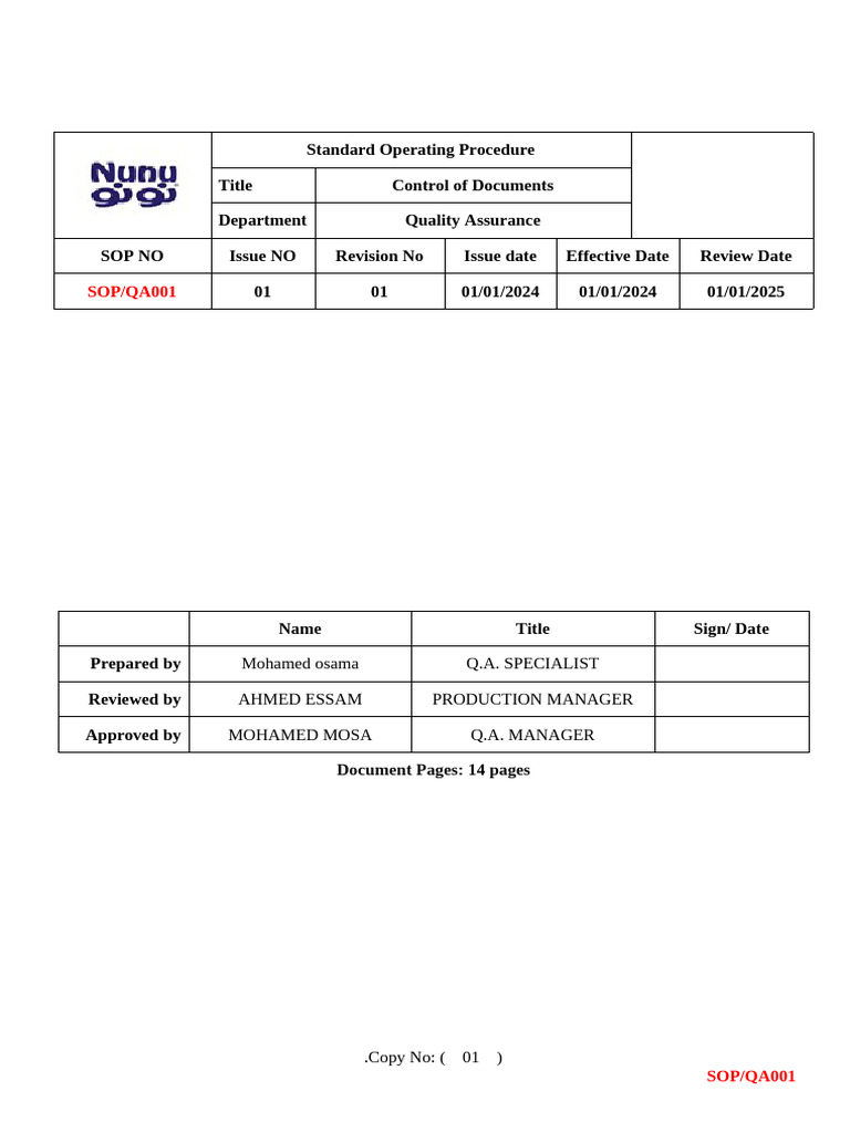 Document Control SOP for Quality Assurance | PDF | Quality Assurance ...
