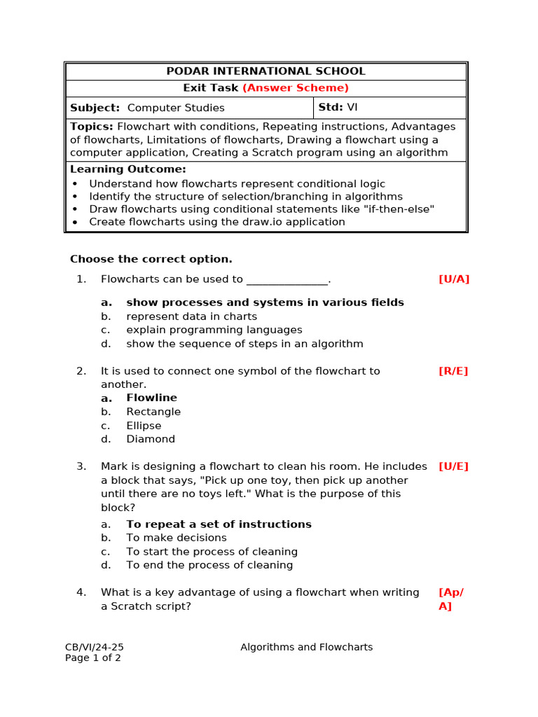 As Exit Task2 CB VI CS Algorithms and Flowcharts | PDF