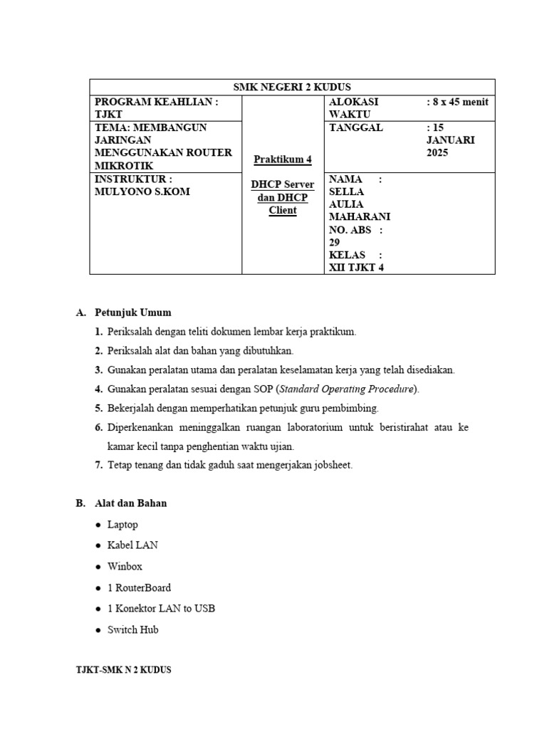 29 - Sella Aulia Maharani - Jobsheet 4 | PDF