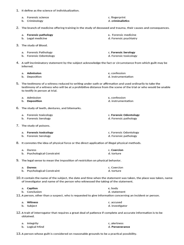 Forensic Science Terminology Guide | PDF | Forensic Science ...